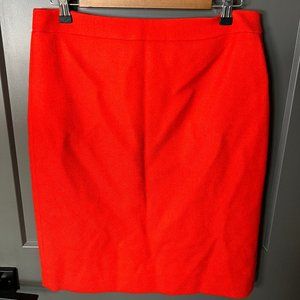 J Crew No 2 Pencil Skirt Wool Orange 10